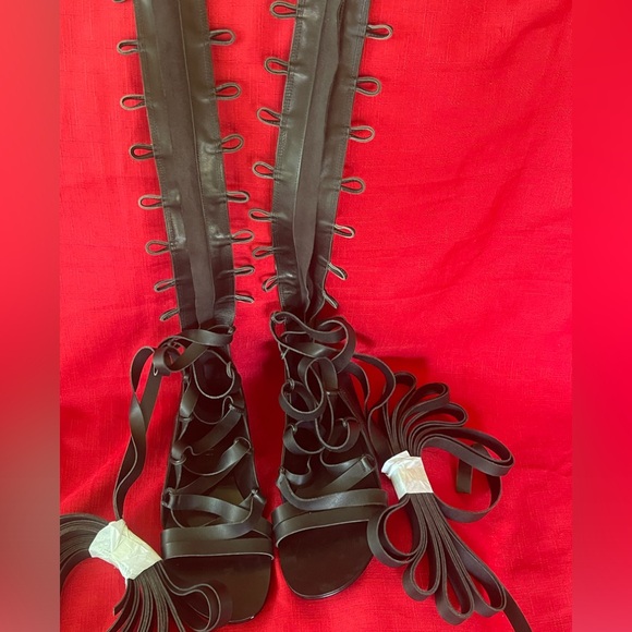 Allie New Black Leather Lace Up Boots - Picture 1 of 4
